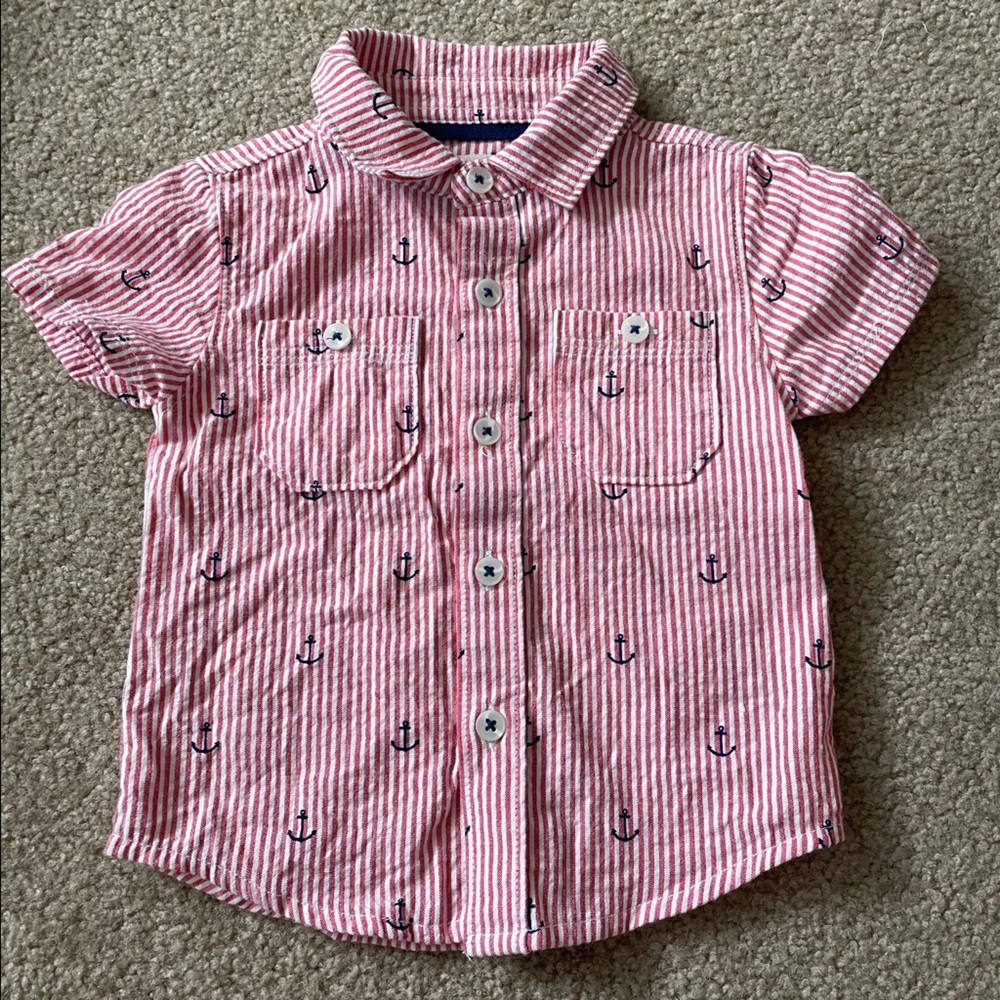 Hatley Short Sleeve Button Up Dress Shirt 9-12 Months